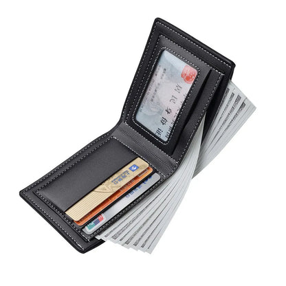 PU Leather Men’s Thin Folding Wallet – Compact Credit Card Holder with Classic England Style