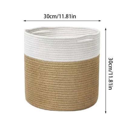 Handmade Cotton Rope Woven Basket – Foldable Storage Flower Pot Organizer