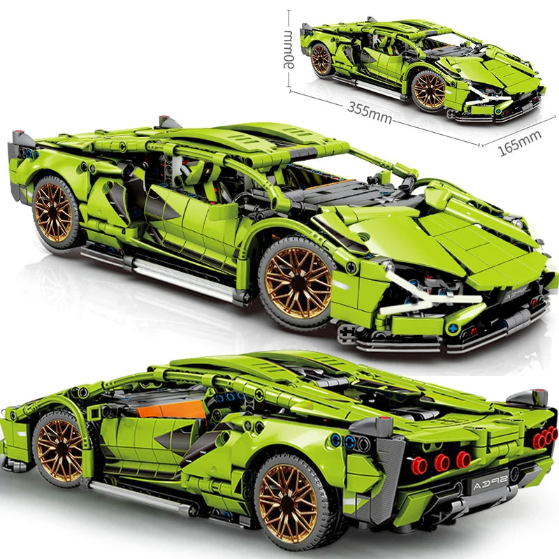 1:16 RC Building Blocks Racing Car – Static & Remote Control Versions Construction Toy for Boys