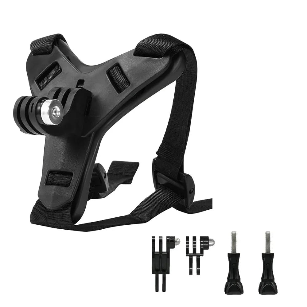 Helmet Strap Mount for GoPro Hero 12/11/10/9/8/7/6/5/4 – Full Face Motorcycle Chin Mount for Action Cameras & Yi Sports Cams