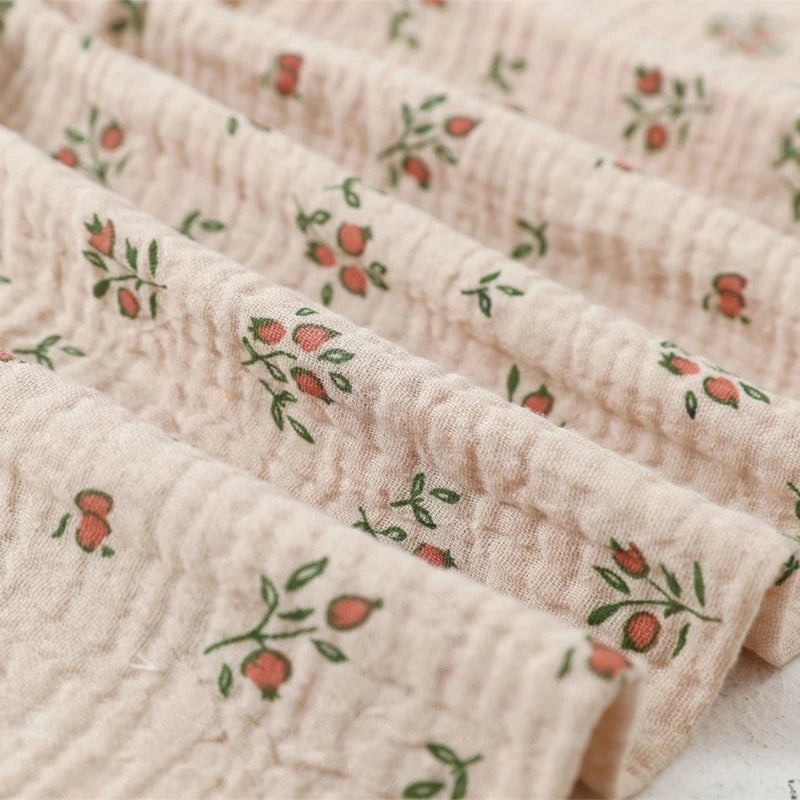 Cotton Muslin Baby Swaddle Blanket – Solid & Floral Print Crinkle Fabric for Newborns and Toddlers