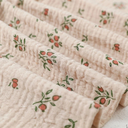 Cotton Muslin Baby Swaddle Blanket – Solid & Floral Print Crinkle Fabric for Newborns and Toddlers