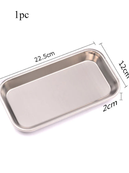 1/2PCS Stainless Steel Kitchen & Medical Storage Tray – Square Organizer for Dental, Tattoo, Nail & Medical Tools