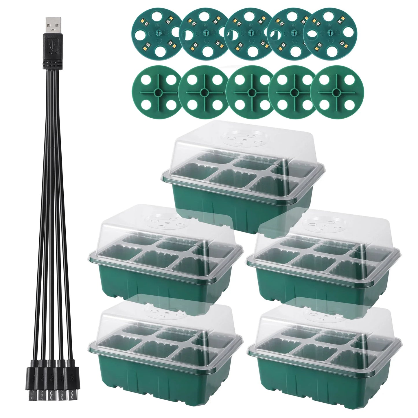 Seed Starter Tray Box with LED Grow Light – Adjustable Ventilation Nursery Pot for Seedling Germination & Indoor Gardening