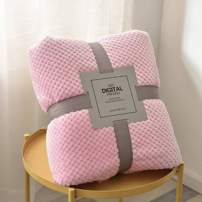 Soft Fleece Baby Blanket – Thick Thermal Swaddle Quilt for Newborn Stroller & Nursery