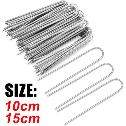 U‑Type Garden Staples – Heavy‑Duty Galvanized Landscape Stakes for Netting & Ground Covers