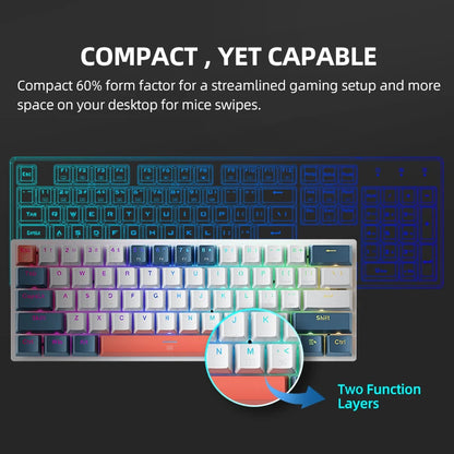 Machenike K500-B61 Mini Mechanical Keyboard – 60% Wired Hot-Swappable RGB Backlit Gaming Keyboard with 61 Keys