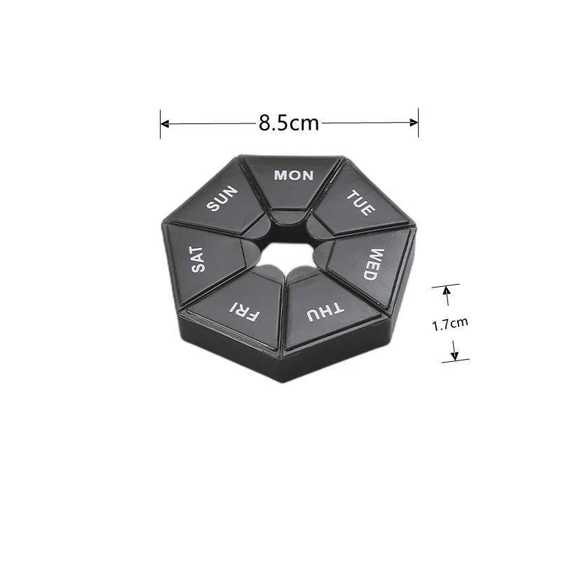 Mini 7-Day Pill Organizer – Small Portable Weekly Pill Box for Travel, Vitamins & Medicine