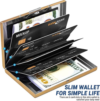 Anti-Scan RFID Blocking Aluminum Metal Card Holder – Slim Wallet for Business and Travel