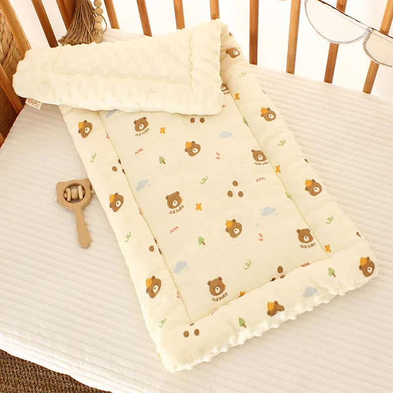 Double-Sided Baby Crib Mattress Pad – Thick Cotton Toddler Bed Cushion for Cradle & Stroller