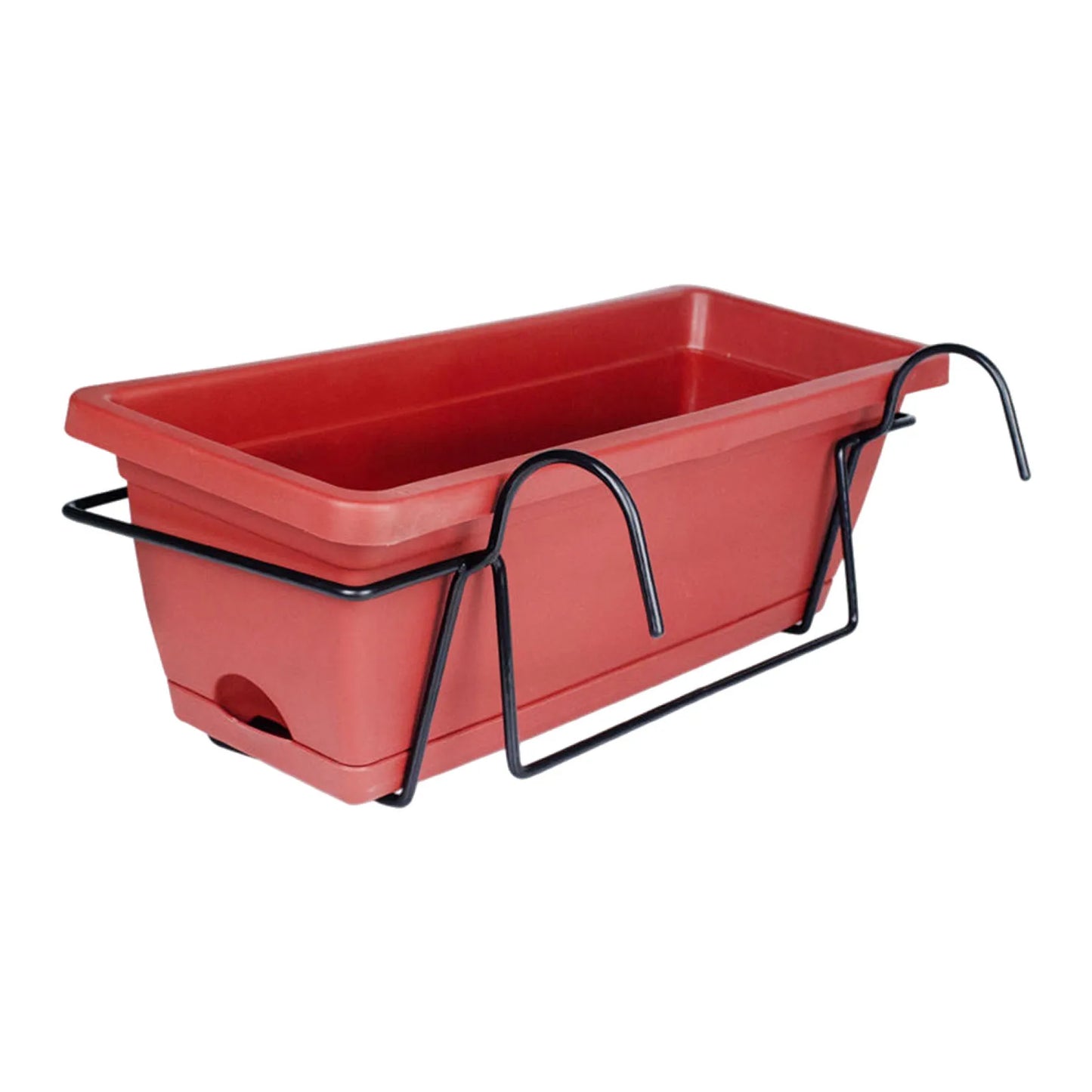 Balcony Railing Hanging Planter – 6L Plastic Window Box with Tray & Rack
