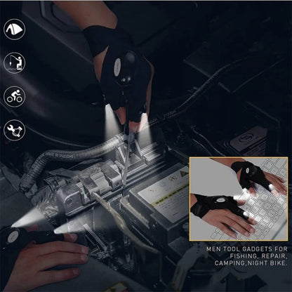 LED Light Gloves for Fishing & Outdoor Use – Fingerless Gloves with Built-in Flashlight
