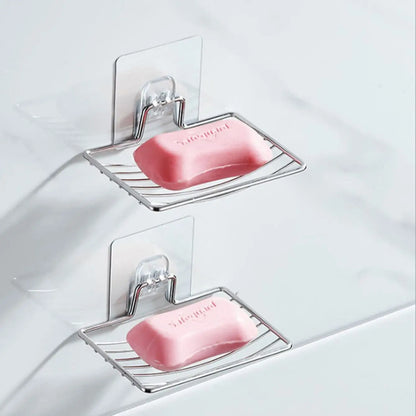 Stainless Steel Punch-free Nail-free Soap Rack – Single Layer Wall-mounted Bathroom Shelf