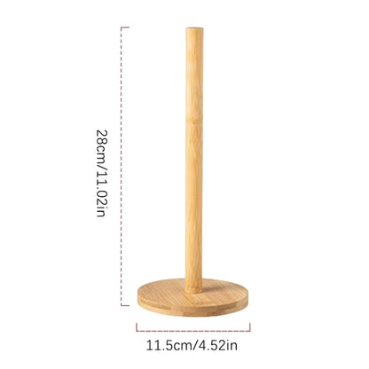 Bamboo Paper Towel Holder – Vertical Wooden Roll Rack for Kitchen & Bathroom