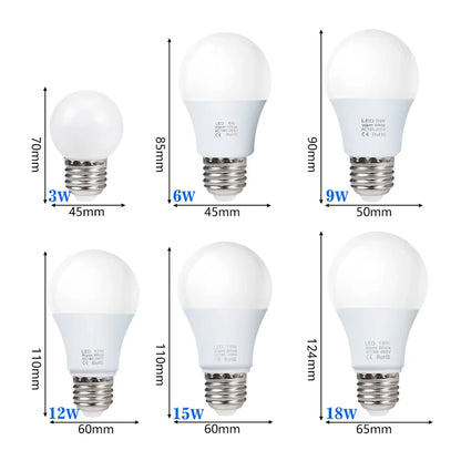 4pcs E27 LED Light Bulbs – 3W–18W SMD2835 Energy-Saving Lamps (AC 200–240V) Warm or Cool White Lighting for Indoor Home Use