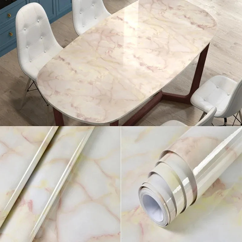 40cm Self-Adhesive Marble Wallpaper – Waterproof & Oil-Proof PVC Peel and Stick Wall Decor for Kitchen & Home