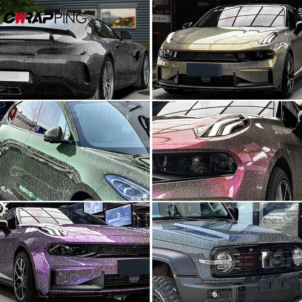 Automotive Vinyl Wrap Glossy Ice Crack Film Anti-scratch Waterproof DIY Body Car Interior Protection Tool Creative Stickers