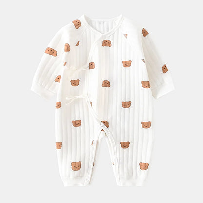 Newborn Boys Girls Cotton Bodysuit – Thickened Winter Onesie for Toddler Home Wear