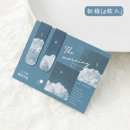 JIANQI Magnetic Bookmarks (2pcs) – Scenic Literary Reading Tools for School & Office