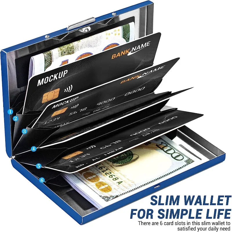 Anti-Scan RFID Blocking Aluminum Metal Card Holder – Slim Wallet for Business and Travel