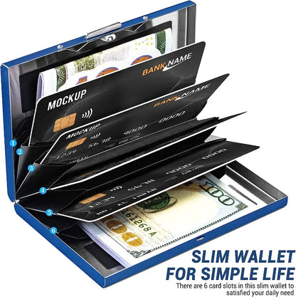 Anti-Scan RFID Blocking Aluminum Metal Card Holder – Slim Wallet for Business and Travel