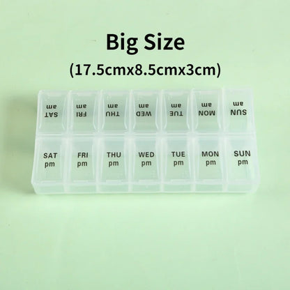 7-Day Travel Pill Organizer – Portable Weekly Pill Case with 14 Grids for Vitamins & Medications