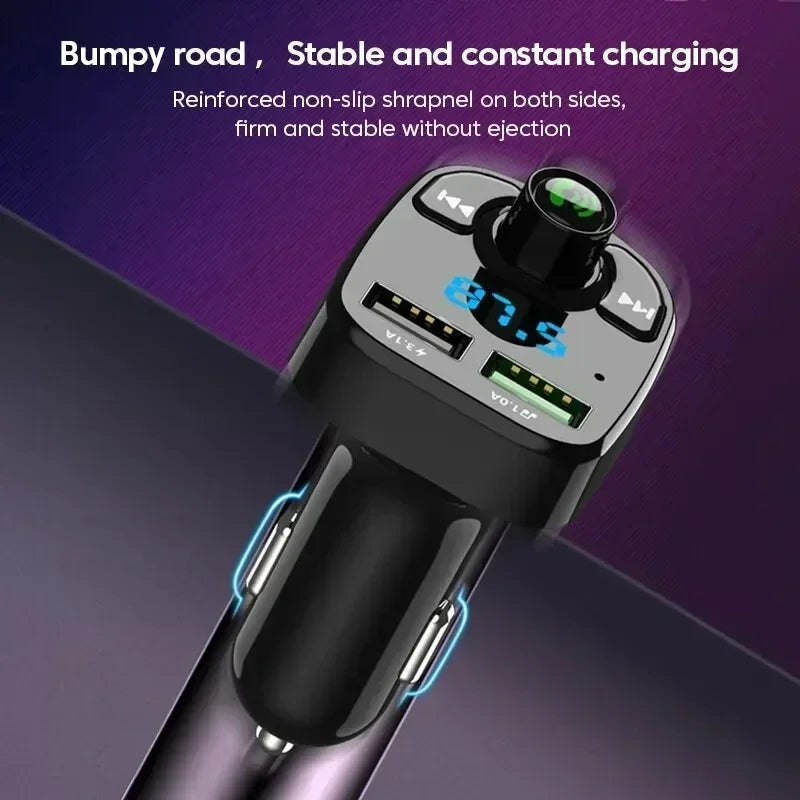 VIKEFON LED MP3 Car Bluetooth FM Hands-Free Bluetooth-compaitable 5.0 Transmitter 3.1A QC3.0 PD Type C Dual USB Car Charger