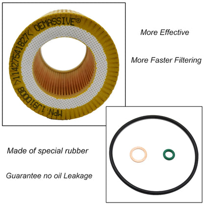 Engine Oil Filter For Alpina B3 B4 BMW 1 3 5 Series 325i 328i 330i 525i 530i 535i X3 X5 E90 E91 E92 E93 11427541827 11427953129