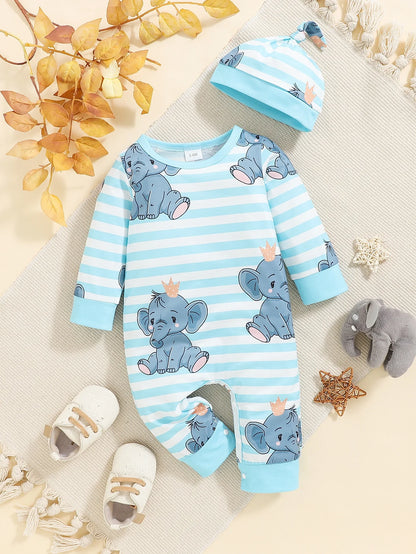 Bear Print Baby Romper – Soft Long Sleeve Winter Jumpsuit for Infants