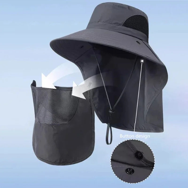 UV Protection Summer Sun Hat – Outdoor Fishing & Hiking Cap with Neck Flap for Men & Women