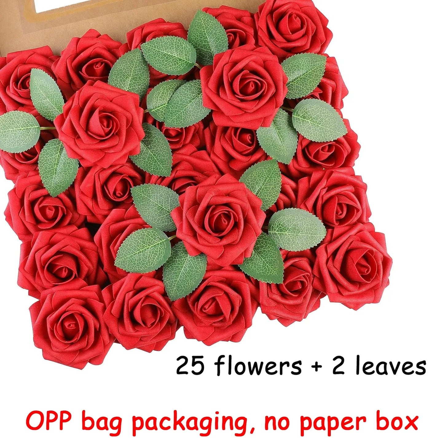 25Pcs Milk White Artificial Rose Flowers – Silk Fake Flower Stems for DIY Wedding Bouquets & Home Decor