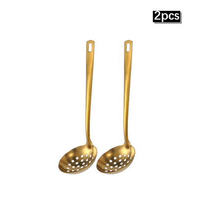 6pcs Stainless Steel Dinnerware Set Home Creative Korean Cutlery Golden Spoon Korean-style Hot Pot Cutlery Set Kitchenware Set