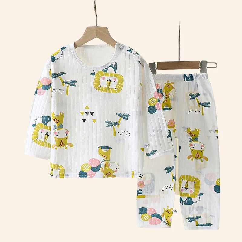 Children's Cotton Pajama Set – Long/Short Sleeve Homewear for Boys and Girls (Autumn/Winter)