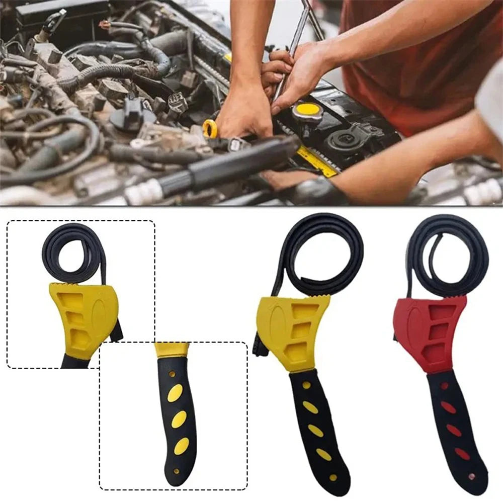 6-inch Belt Wrench Oil Filter Puller – Adjustable Strap Spanner for Auto & Maintenance