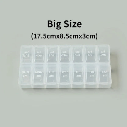 7-Day Travel Pill Organizer – Portable Weekly Pill Case with 14 Grids for Vitamins & Medications