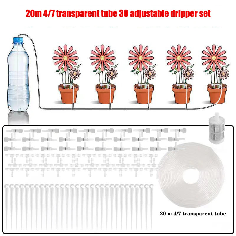 Garden Drip Irrigation Kit with Regulating Valve – Micro Dripper Watering System for Greenhouses & Potted Plants