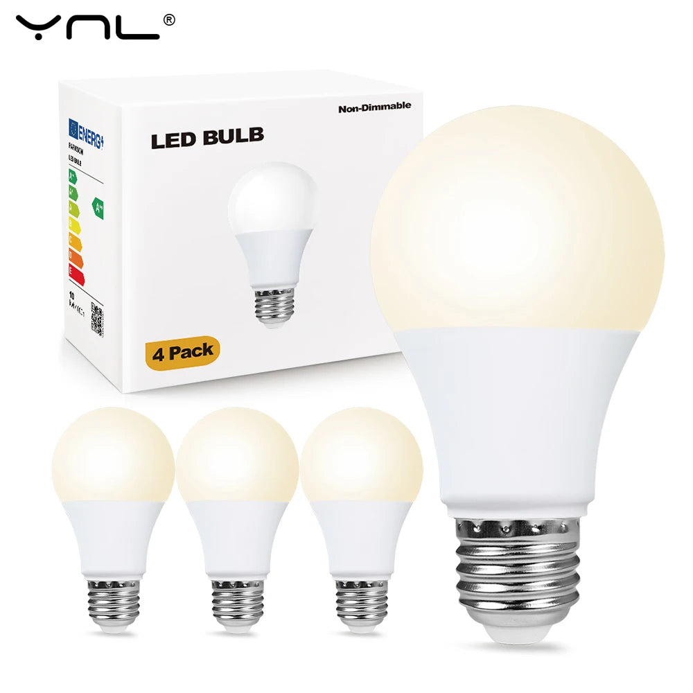 4pcs E27 LED Light Bulbs – 3W–18W SMD2835 Energy-Saving Lamps (AC 200–240V) Warm or Cool White Lighting for Indoor Home Use