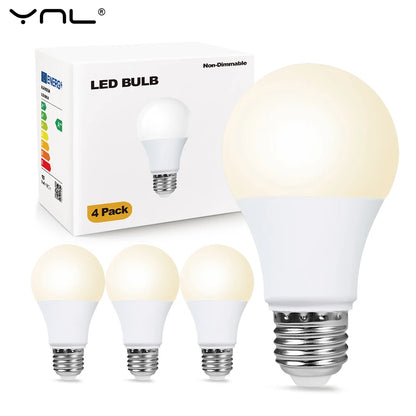 4pcs E27 LED Light Bulbs – 3W–18W SMD2835 Energy-Saving Lamps (AC 200–240V) Warm or Cool White Lighting for Indoor Home Use