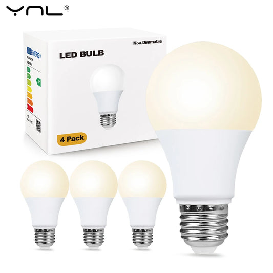 4pcs E27 LED Light Bulbs – 3W–18W SMD2835 Energy-Saving Lamps (AC 200–240V) Warm or Cool White Lighting for Indoor Home Use
