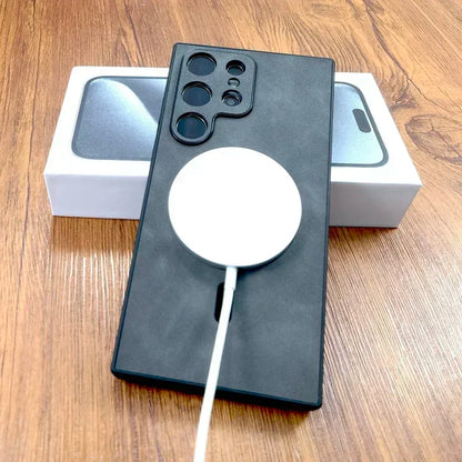 Vintage PU Leather MagSafe Case – Wireless Charging Compatible Cover for Samsung Galaxy S25 S24 S23 S22 S21 Ultra Plus FE Note 20
