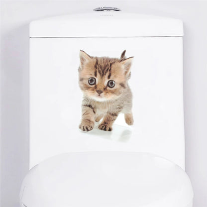 Funny 3D Hole Cat & Dog Toilet Stickers – Cute DIY Wall Decals for Bathroom & Home Decoration