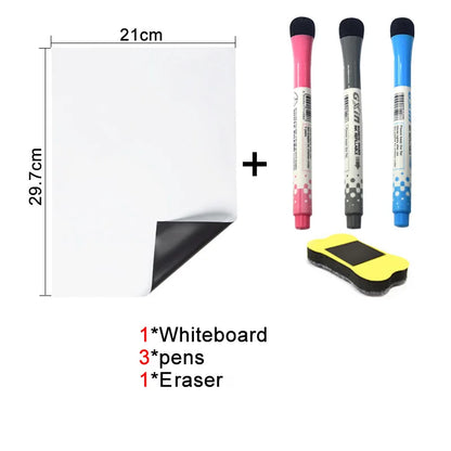 A4 Magnetic Dry Erase Board – Flexible Fridge Whiteboard Sheet for Kitchen Memo & Grocery List