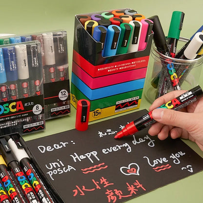 Uni Posca Full Marker Set – Multi-Colours Acrylic Permanent Graffiti Painting Pens
