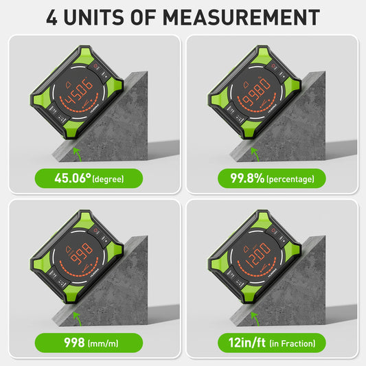 Huepar Digital Laser Angle Gauge – 3-in-1 Electronic Protractor with LCD Display, Magnetic Inclinometer & Laser Dot Level Tool (AG2L)