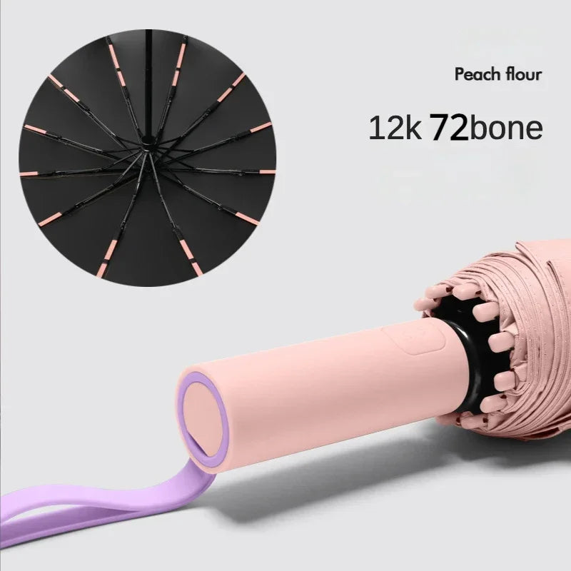 72 Bone Super Strong Windproof Automatic Umbrella Sunshade Uv Protection Folding Sunproo Anti-Storm Large Size Reverse Rain Gear