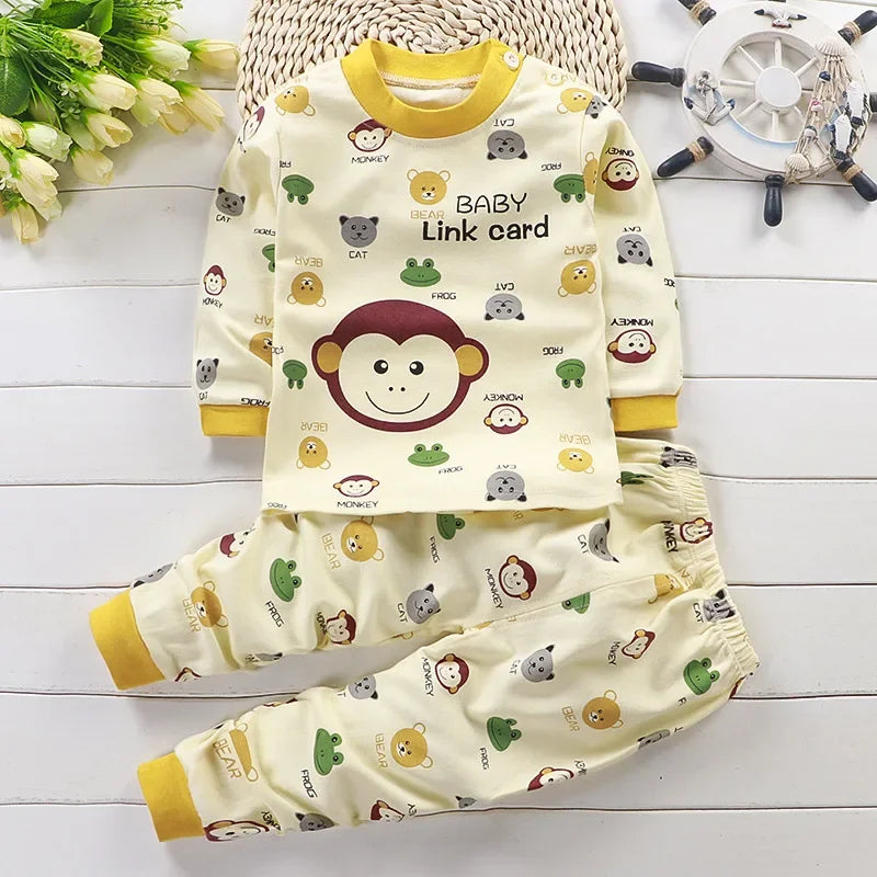 Kids Cotton Pajama Set – Autumn/Winter Sleepwear for Boys and Girls (9 Months to 8 Years)