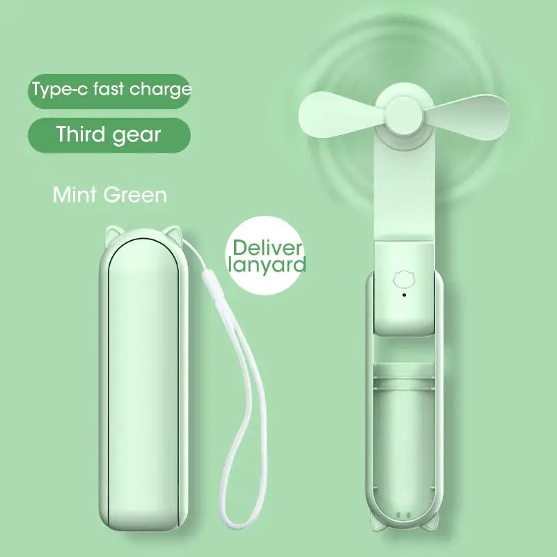 2000mAh Foldable Mini USB Fan – Portable Desktop Cooler with Power Bank Function for Home, Office & Travel