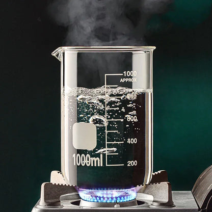 High Borosilicate Glass Measuring Cup – Clear Beaker with Scale for Kitchen Baking or Lab Use (50ml–1000ml)