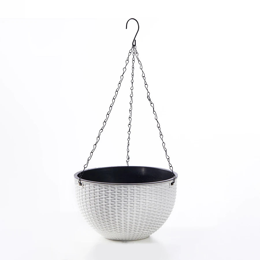Honeycomb Hanging Planter – Imitation Rattan Plastic Hanging Basket with Chain