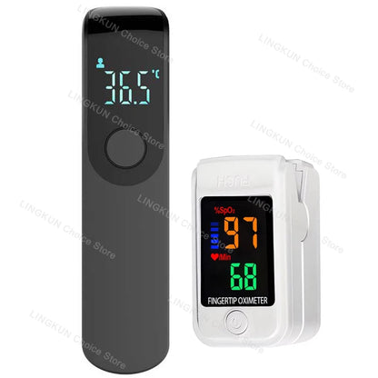 Non-contact Infrared Ear Thermometer & Finger Pulse Oximeter – Digital Body Temperature & Oxygen Monitor